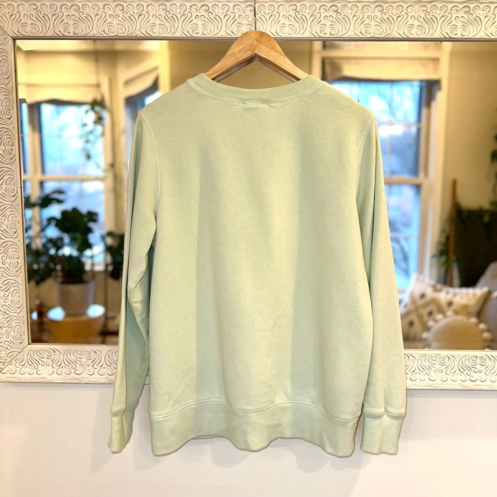 The North Face Light Mint Green Crew Neck Cotton Long Sleeve Sweatshirt Large